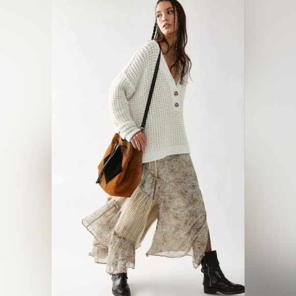 Free People Whistle Thermal Henely Wool White, Size S